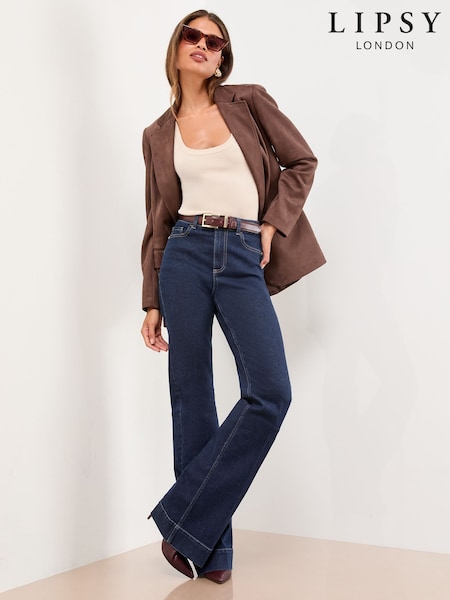 Lipsy Rinse Wash Slim High Waist Flare Jeans (F38635) | £50