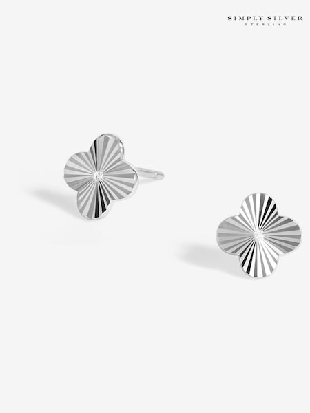 Simply Silver Silver Tone 925 Diamond Cut Clover stud Earrings (F38750) | £25