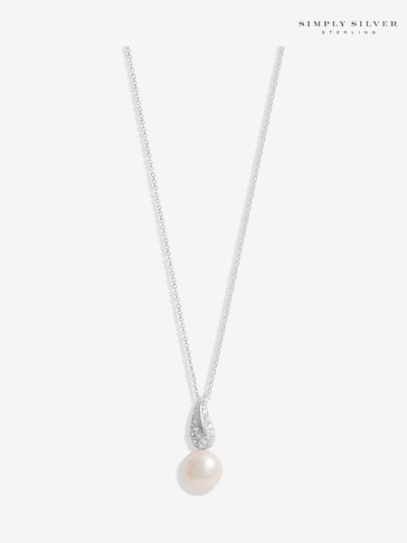 Simply Silver Silver Tone 925 Pave Leaf Pendant (F38822) | £35