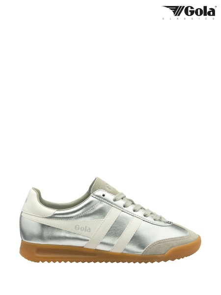 Gola Silver Off White Womens Tornado Glimmer Metallic Trainers (F38889) | £90