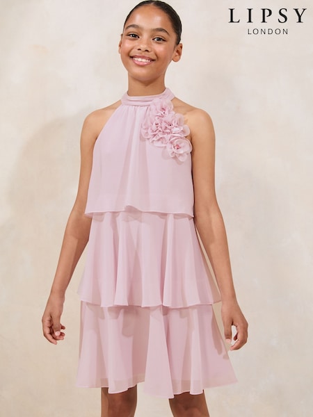 Lipsy Lilac Purple Mini Corsage Occasion Dress (5-16yrs) (F38936) | £39 - £47