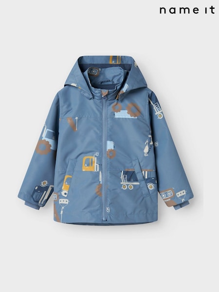 Name It Blue Tractor Print Jacket with Detachable Hood (F40035) | £31