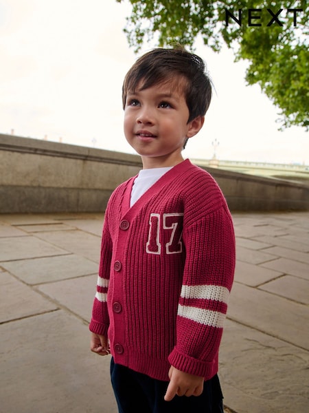 Red Varsity Character Cardigan (3mths-7yrs) (F40037) | £15 - £19