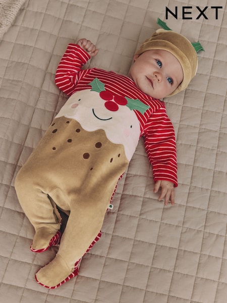Brown Pudding Baby Christmas Dress Up Sleepsuit (0mths-2yrs) (F40058) | £14 - £16