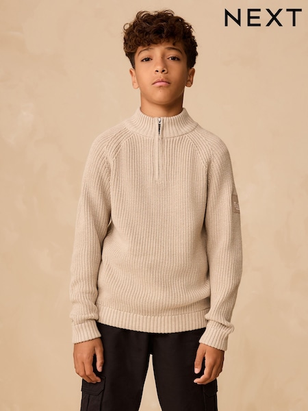 Neutral Utility Zip Neck Knitted Jumper (3-16yrs) (F40071) | £19 - £24