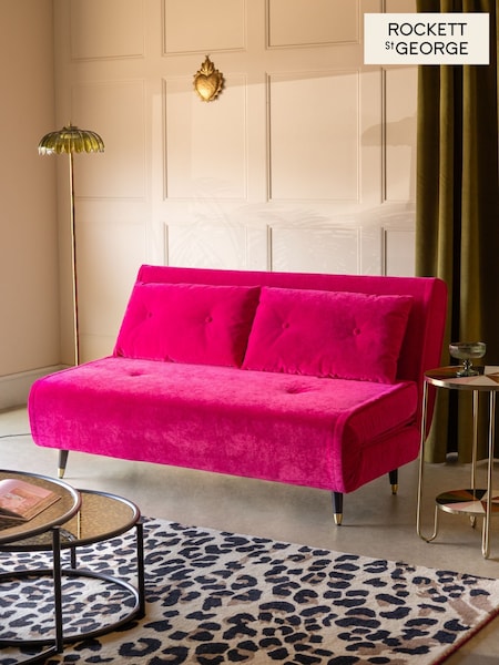 Rockett St George Luxe Needlecord Velvet Harrys Pink Mabel Large 2 Seater Sofabed (F40082) | £650