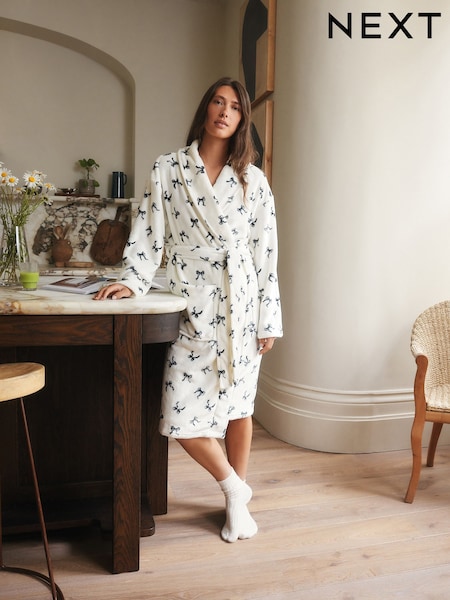 Monochrome Bows Supersoft Dressing Gown (F40097) | £28