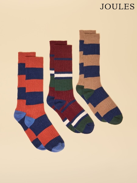 Joules Gibson Multi Cosy Socks 3 Pack (F40099) | £14.95