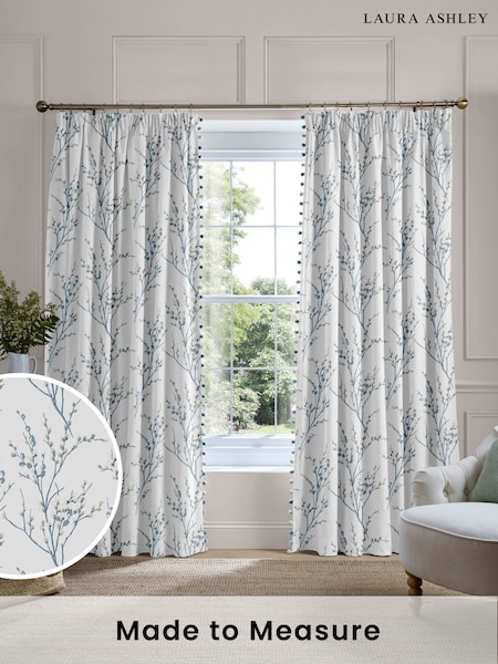 Laura Ashley Blue Pussy Willow Made to Measure Door Curtains (F40124) | £128