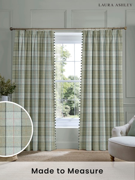 Laura Ashley Green Alfriston Made to Measure Door Curtain Curtains (F40127) | £119