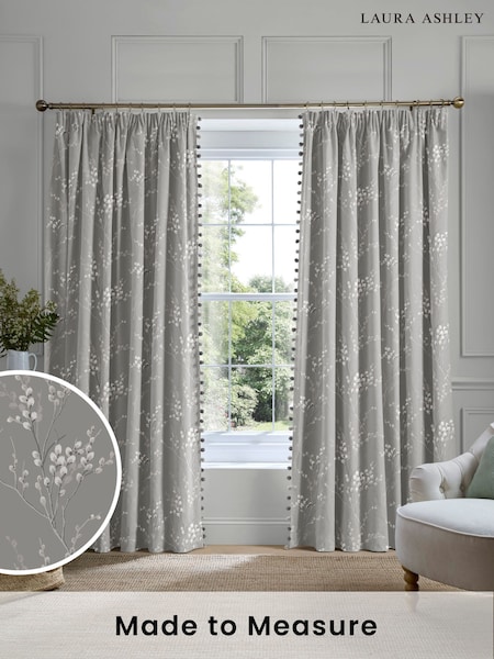 Laura Ashley Grey Pussy Willow Made to Measure Door Curtains (F40136) | £128