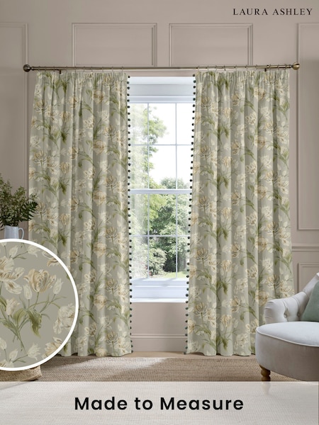 Laura Ashley Green Gosford Made to Measure Door Curtains (F40139) | £119