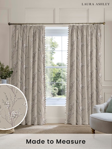 Laura Ashley Natual Pussy Willow Made to Measure Door Curtains (F40140) | £128