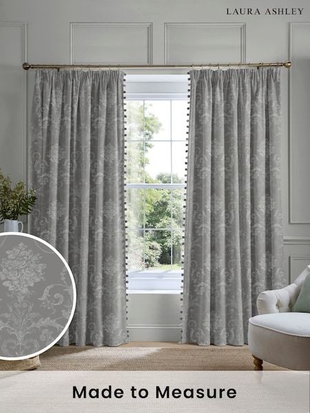 Laura Ashley Grey Josette Made to Measure Door Curtains (F40141) | £100