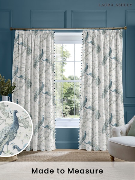 Laura Ashley Blue Belvedere Made to Measure Door Curtains (F40142) | £100