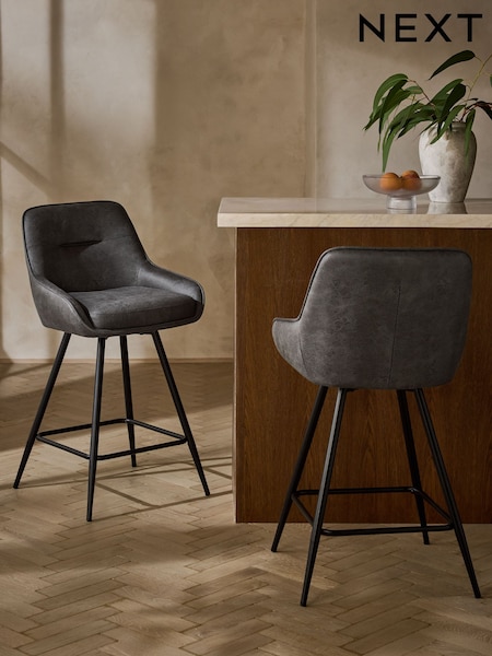 Monza Faux Leather Dark Grey Hamilton Swivel Bar Stool (F40204) | £170