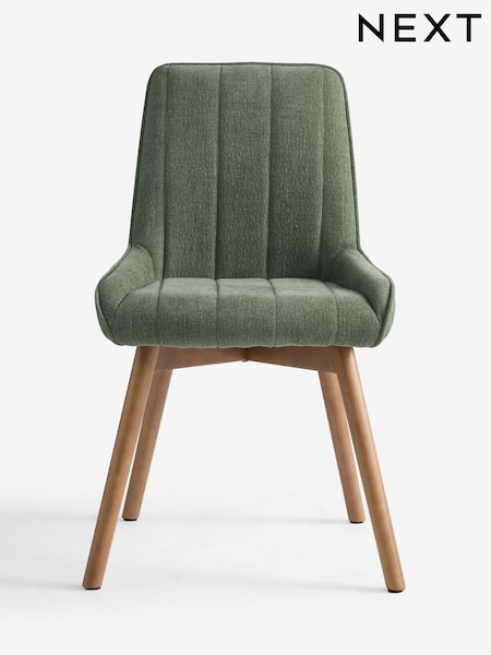 Set of 2 Green Hamilton Mid Wood Leg Quilted Dining Chairs (F40207) | £299