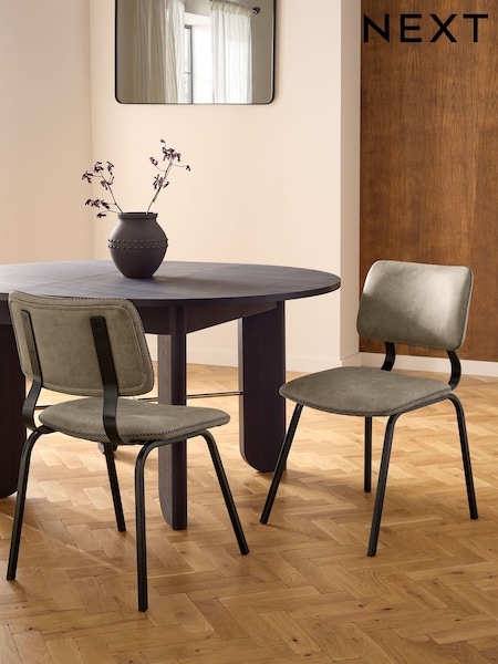 Set of 2 Monza Faux leather Mink Aiden Black Leg Dining Chairs (F40210) | £230