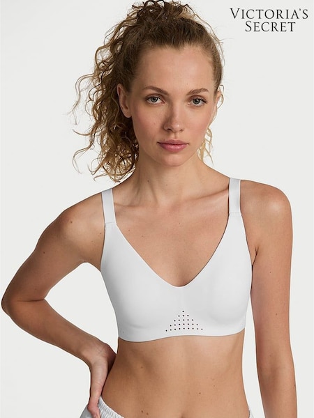 Victoria's Secret White Featherweight™ Medium V-Neck Sports Bra (F40301) | £45