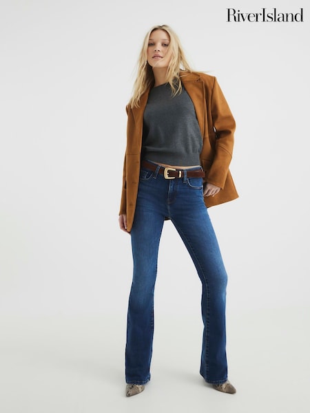 River Island Blue Mid Rise Bootcut Jeans (F40343) | £48