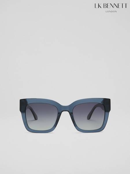 LK Bennett Blue Elsa Acetate Square Sunglass Frame (F40410) | £99