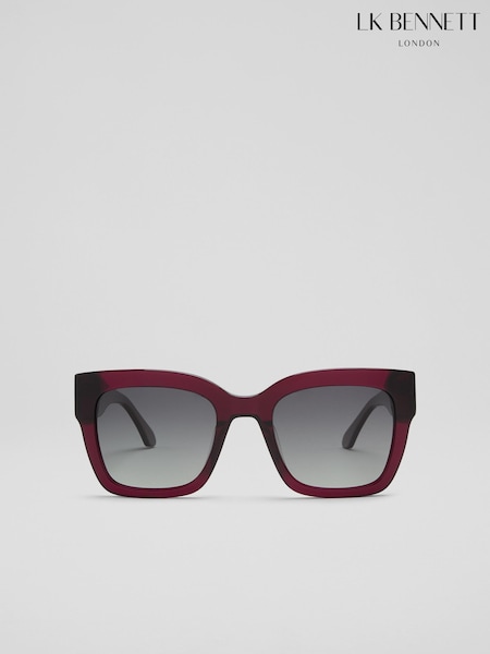 LK Bennett Red Elsa Maroon Acetate Square Sunglass Frame (F40413) | £99