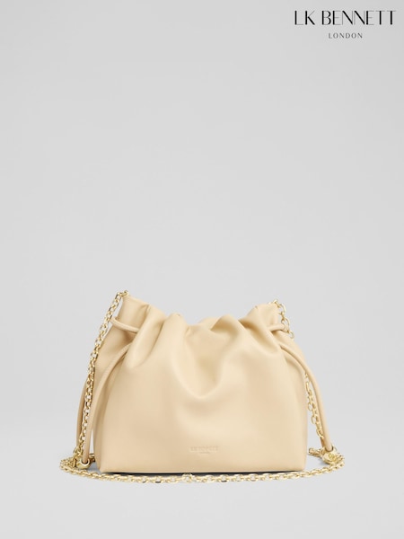 LK Bennett Natural Kendra Light Leather Bead Cross-Body (F40464) | £199