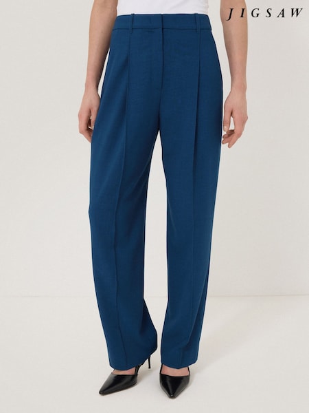 Jigsaw Blue Dexter Crosshatch Trousers (F40610) | £155