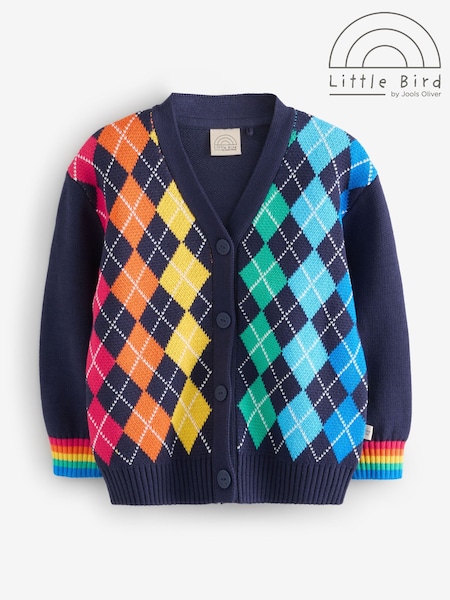 Little Bird by Jools Oliver Navy Rainbow Arygle Cardigan (F40637) | £24 - £30