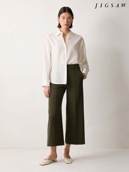 Jigsaw Green Modern Crepe Sailor Trousers (F40689) | £130