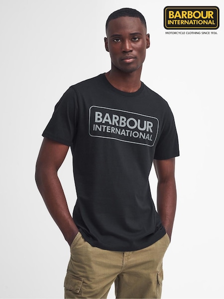 Barbour® International 100% Cotton Essential Logo Black T-Shirt (F40695) | £33