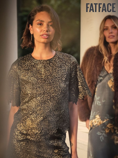 FatFace Lara Gold Lace Top (F40770) | £65