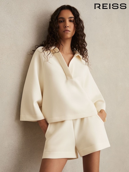 Reiss Buttermilk Cream Jodie Modal-Blend Jersey Sweatshirt (F40780) | £110