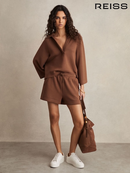 Reiss Toffee Brown Jodie Modal-Blend Jersey Sweatshirt (F40781) | £110