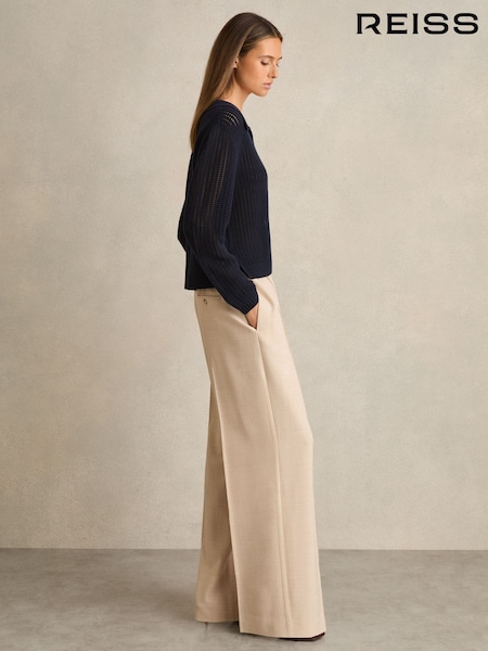 Reiss Neutral Wilde Petite Wide-Leg Elasticated-Waist Trousers (F40784) | £98