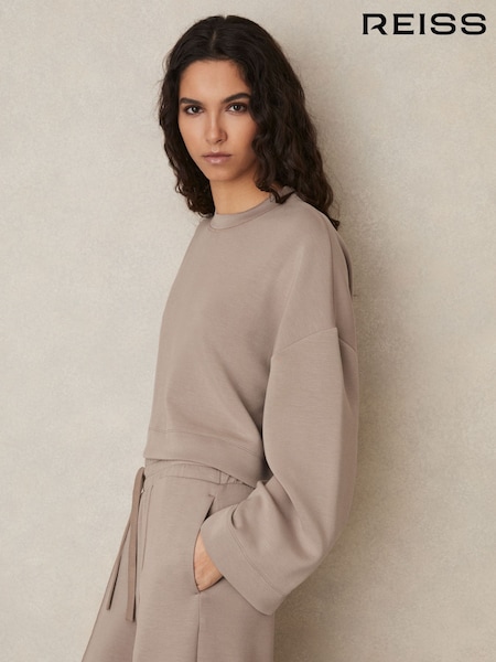Reiss Taupe Freya Cropped Sweatshirt (F40798) | £98