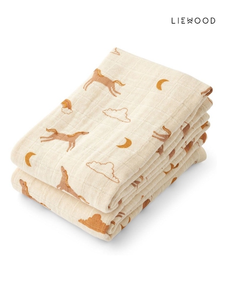 Liewood Pink Lewis Muslins 100% Organic Cotton Cloth 2 Pack (F40902) | £18
