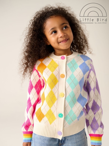 Little Bird by Jools Oliver Multi Pastels Arygle Cardigan (F40942) | £24 - £30