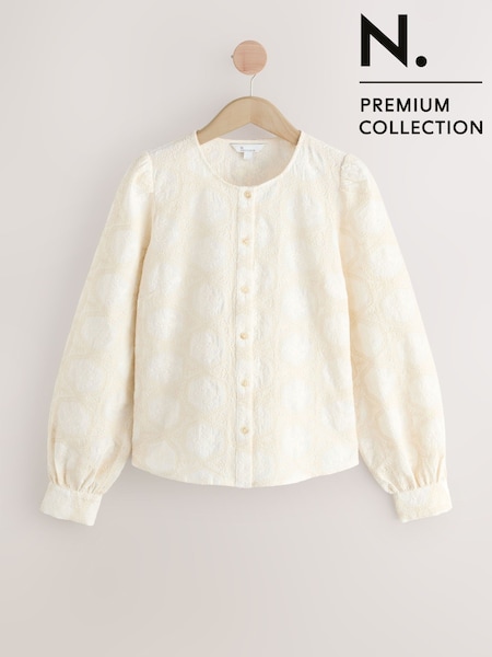 Ecru N. Premium Embroidered Long Sleeve Blouse (F40988) | £49