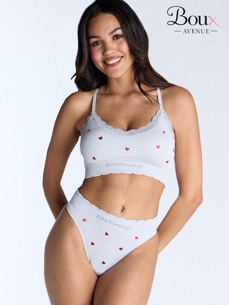 Boux Avenue Floral Print Embroidered Bralette And Thongs Set (F41007) | £24