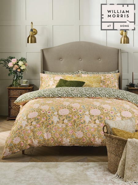 William Morris At Home Gold Double Bough Duvet Cover and Pillowcase Set 220 Th Count (F41089) | £70 - £125