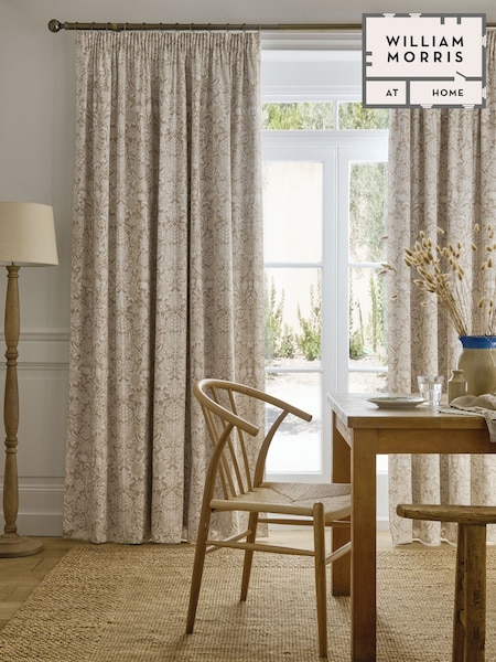 William Morris At Home Hessian Natural Sunflower Blackout Headertape Curtains (F41093) | £80 - £195