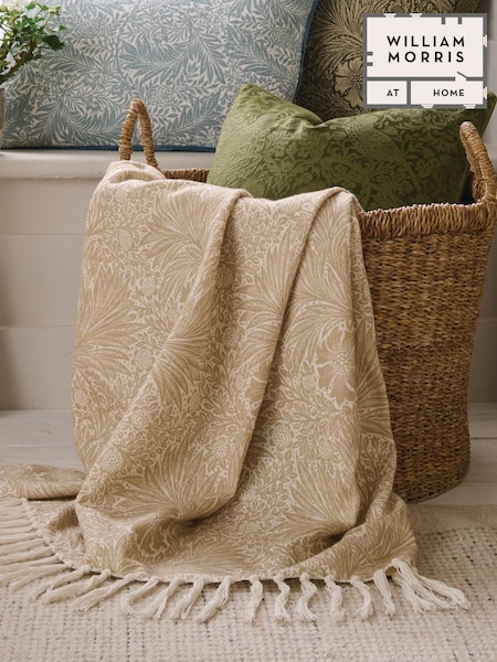 William Morris At Home Hessian Natural Marigold Throw (F41099) | £68