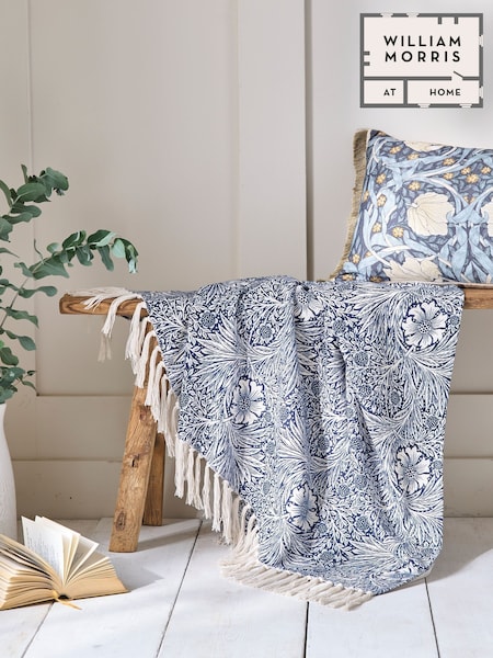 William Morris At Home Indigo Blue Marigold Throw (F41100) | £68