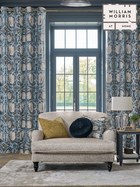 William Morris At Home Indigo Blue Pimpernel Blackout Eyelet Curtains (F41101) | £85 - £195