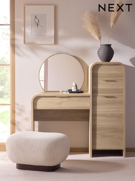Mid Natural Mia Oak Effect 3 Drawer Console Dressing Table (F41149) | £499