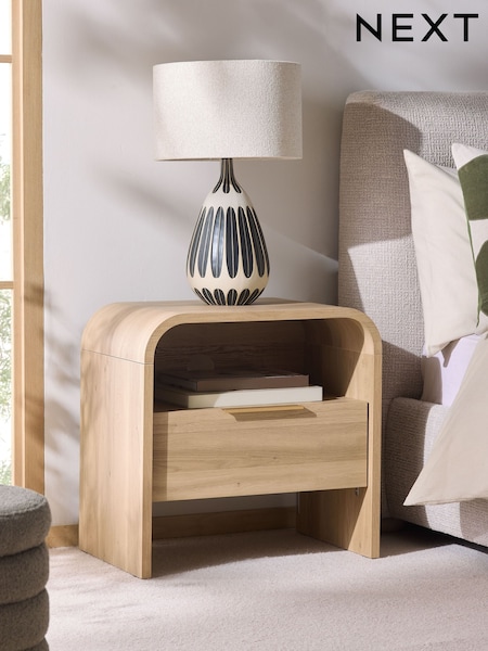 Mid Natural Mia Oak Effect 1 Drawer Bedside Table (F41150) | £225