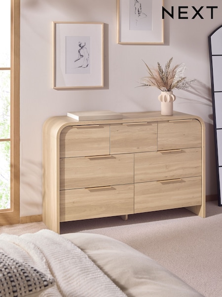 Mid Natural Mia Oak Effect 7 Drawer Chest of Drawers (F41151) | £450