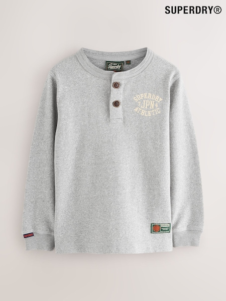 Superdry Grey Long Sleeve Henley T-Shirt (F41192) | £20 - £24