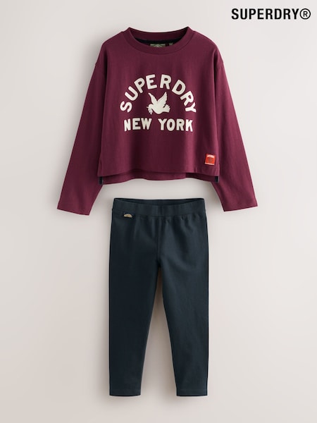 Superdry Burgundy/Navy Leggings Set (F41254) | £28 - £32